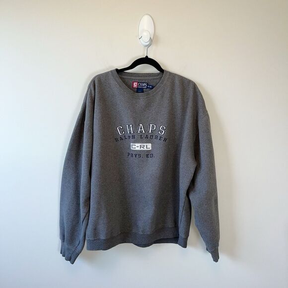 Vintage Chaps Ralph Lauren Crewneck Sweatshirt Phys Ed Gray Unisex Size XL - Picture 2 of 8